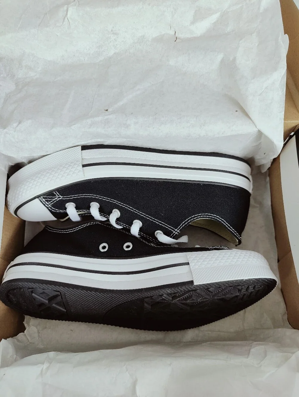 NIB Converse CT All Star Lift Girls' Black Canvas Platform Sneakers, Sz 6